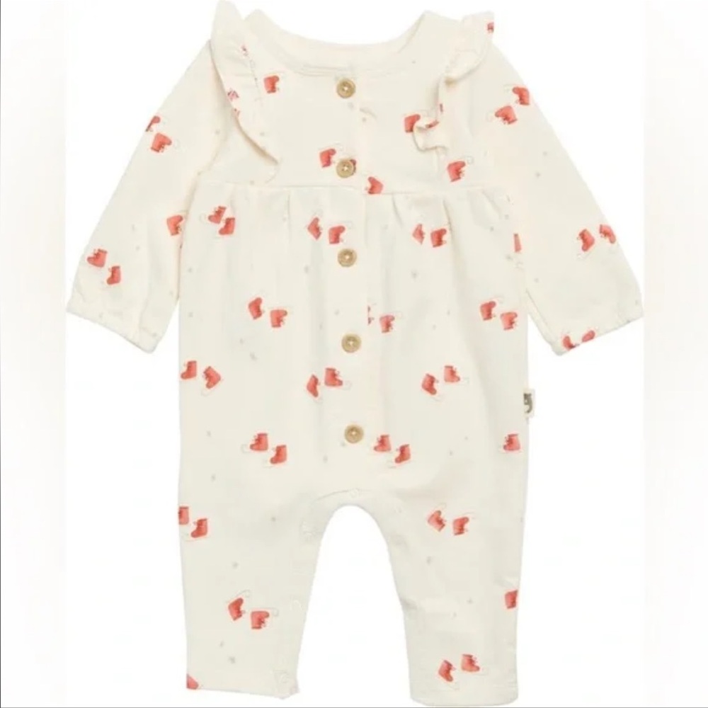 Rabbit + Bear Cozy Organic Cotton Overall Ice Skate One Piece Baby Girl 0-3m